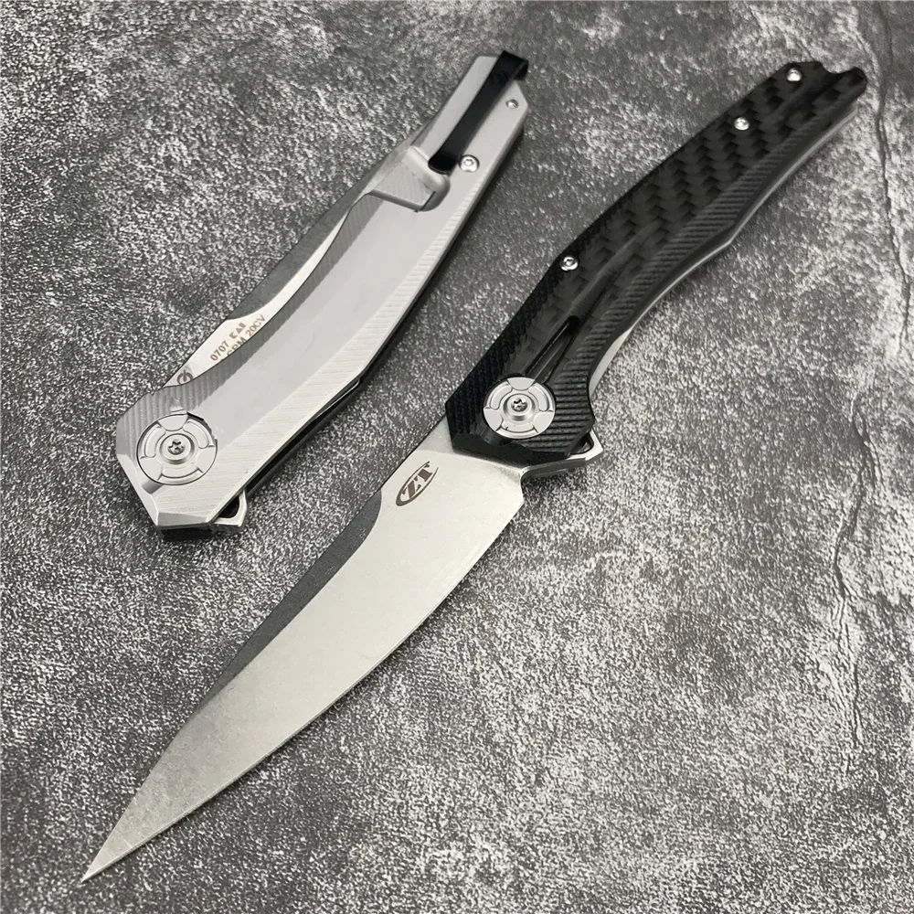 

RU Stock ZT 0707 Flipper Knife Drop Point Blade, D2 Blade G10 Carbon Fiber Handles Outdoor Survival Folding EDC Pocket Knives