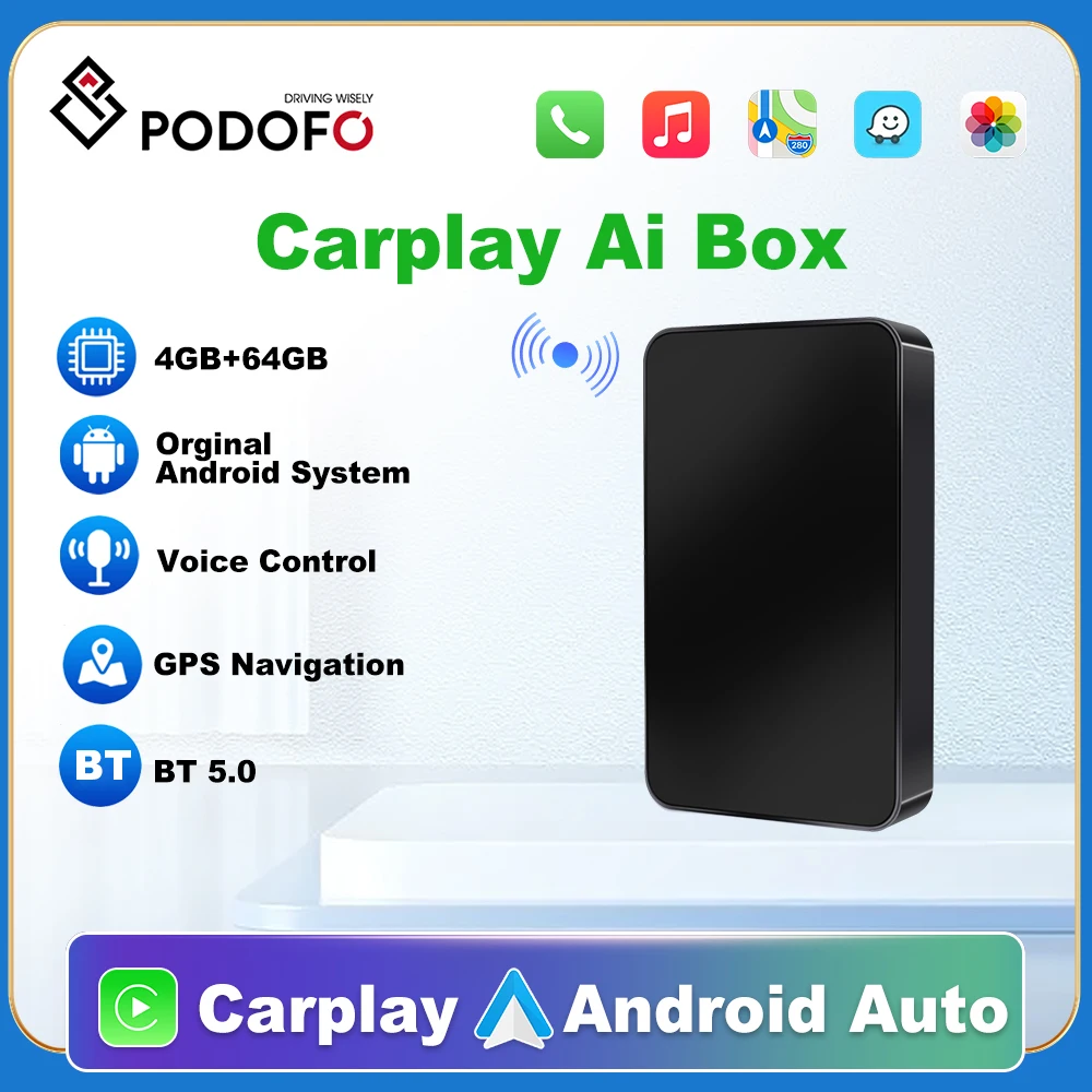 Podofo Carplay Ai Box Wired Carplay to Wireless Android Auto CarPlay 4GB+64GB For Universal Car With OEM CarPlay
Podofo Carplay Ai Box Wired Carplay to Wireless Android Auto CarPlay 4GB+64GB For Universal Car With OEM CarPlay