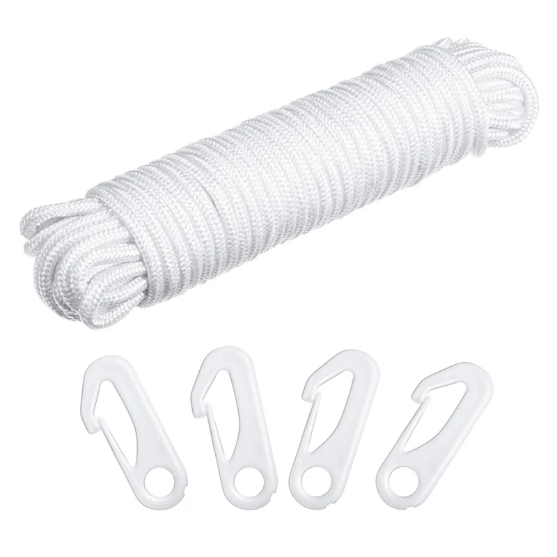 50 Feet x 1/4inch Flag Pole Halyard Rope with 4 Pieces Flag Pole Hook Clips,Outdoor Flagpole Accessories Compatible
50 Feet x 1/4inch Flag Pole Halyard Rope with 4 Pieces Flag Pole Hook Clips,Outdoor Flagpole Accessories Compatible