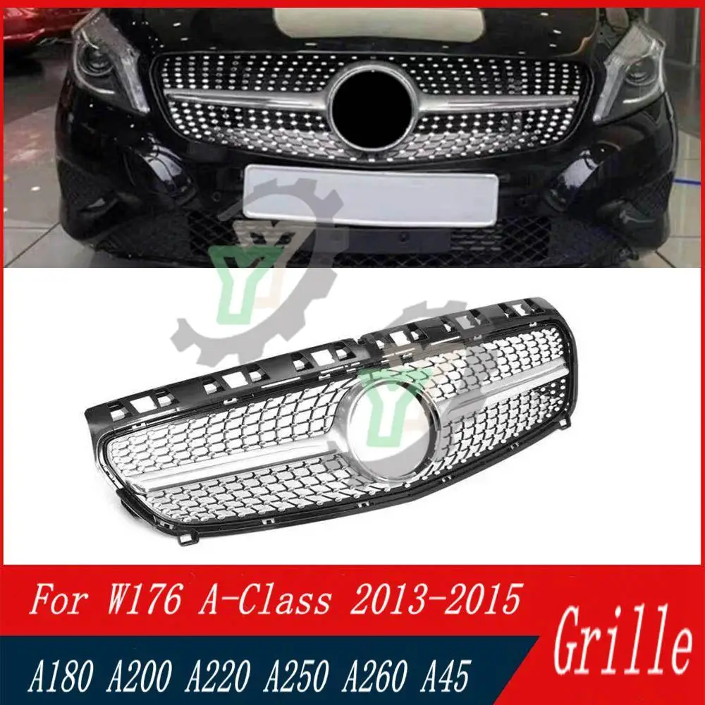 

Front Bumper Grille Hood Grill For Mercedes- Benz W176 A-Class A180 A200 A220 A250 A260 A45 2013 2014 2015 GT Diamond Style