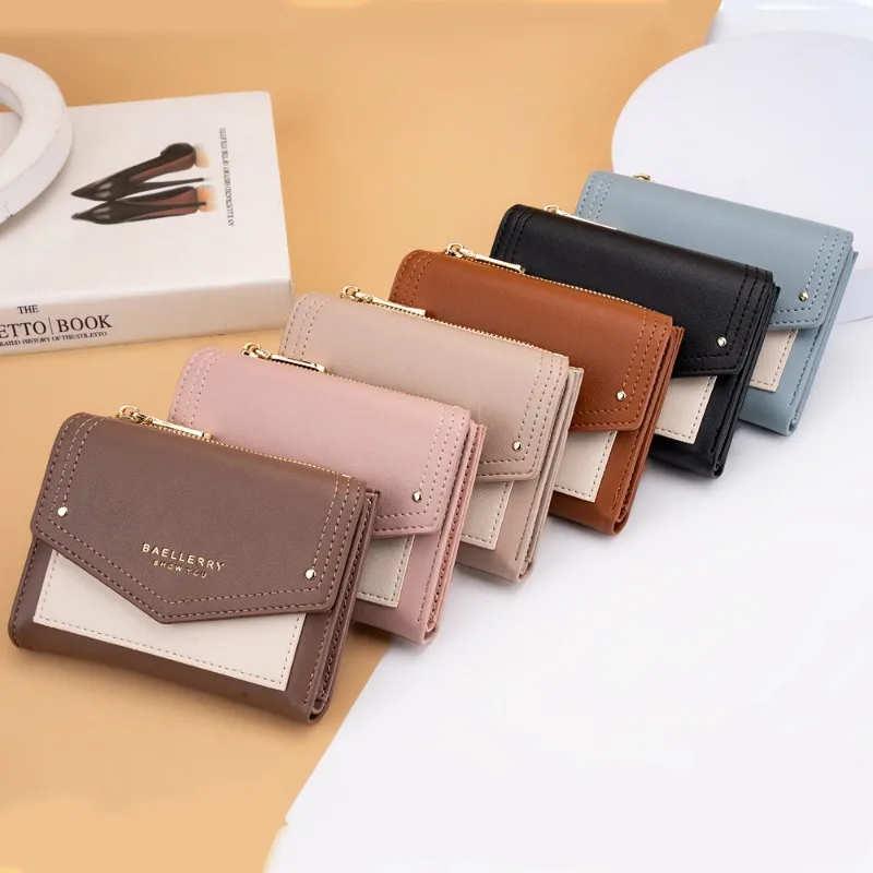 Women's Purse Short Type Fashion Contrast Color Multi-card Purse with Zipper Card Bag for Female Pink Black Brown PU Card Holder
Women's Purse Short Type Fashion Contrast Color Multi-card Purse with Zipper Card Bag for Female Pink Black Brown PU Card Holder
