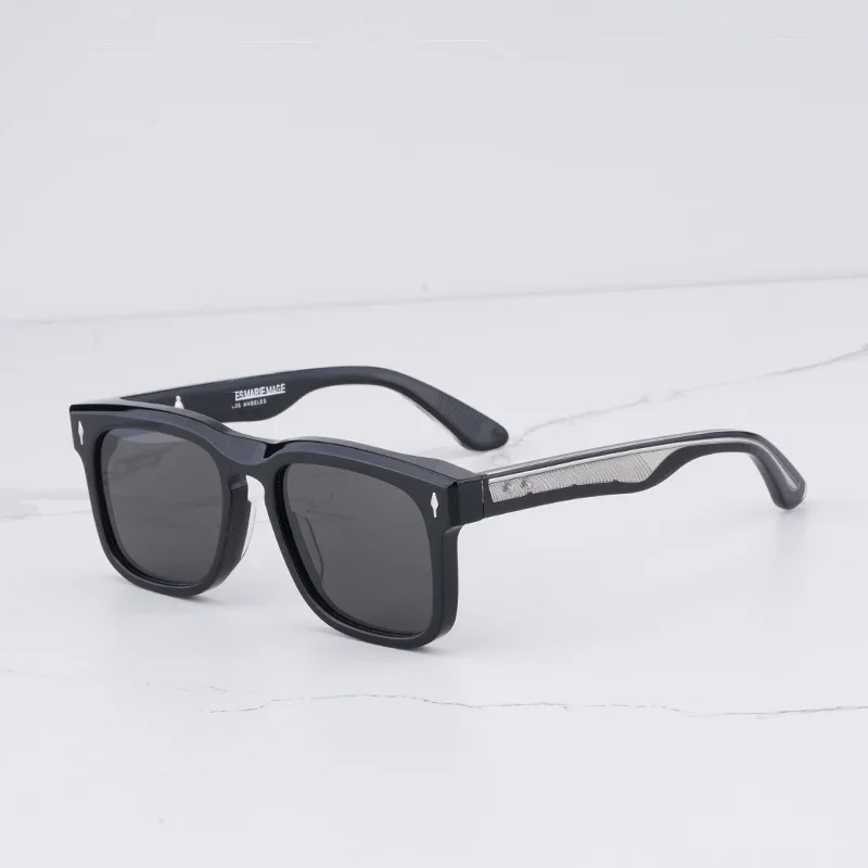 

Винтажные черные солнцезащитные очки для мужчин, роскошные JMM WESLEY Ретро Квадратные Солнцезащитные очки ручной работы 8,0 мм ацетатные солнечные очки для мужчин