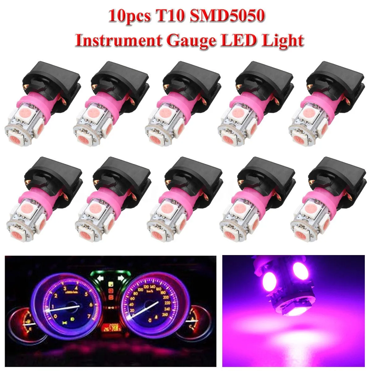 10Pcs Car Instrument Lights Purple T10 194 LED Bulbs For Dashboard Panel Cluster Dash Light With Sockets Part Set
10Pcs Car Instrument Lights Purple T10 194 LED Bulbs For Dashboard Panel Cluster Dash Light With Sockets Part Set