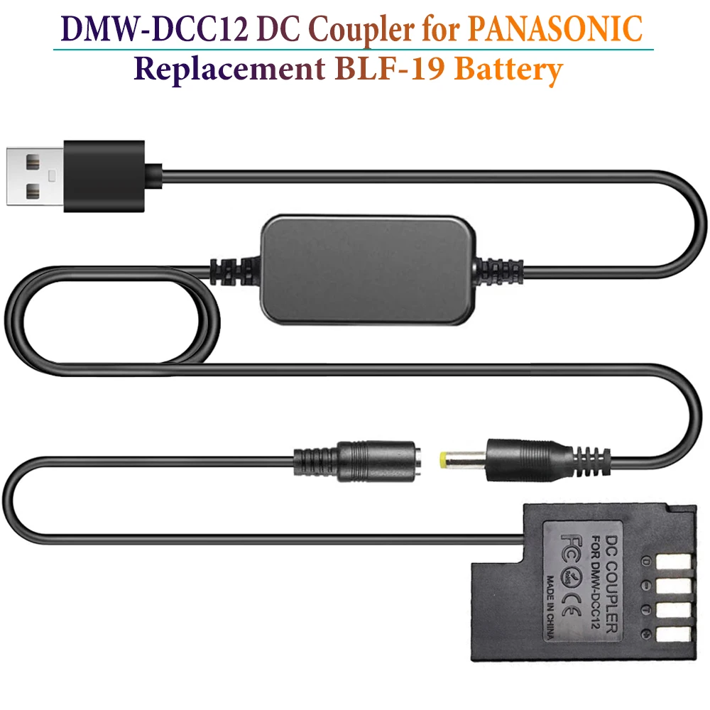 DMW-DCC12 DC Coupler + USB Adapter Cable Replace BLF-19 Battery for Panasonic Lumix DMC-GH3 DMC-GH3K DC-GH5 DC-G9 Camera
DMW-DCC12 DC Coupler + USB Adapter Cable Replace BLF-19 Battery for Panasonic Lumix DMC-GH3 DMC-GH3K DC-GH5 DC-G9 Camera