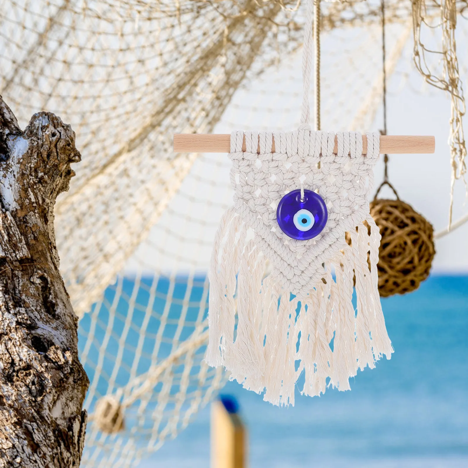 Pure White Macrame Pendant - Small Boho Wall Hanging with Big Impact 4 S6bbd63baf35f41289764e7a0a0e5a4f24