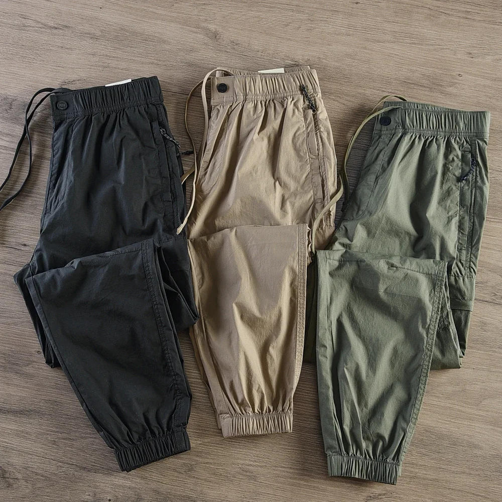 

2024 Summer New American Drawstring Quick-drying Lightweight Cargo Pants Men's Casual Loose Multi-pocket Ankle-tied Trousers