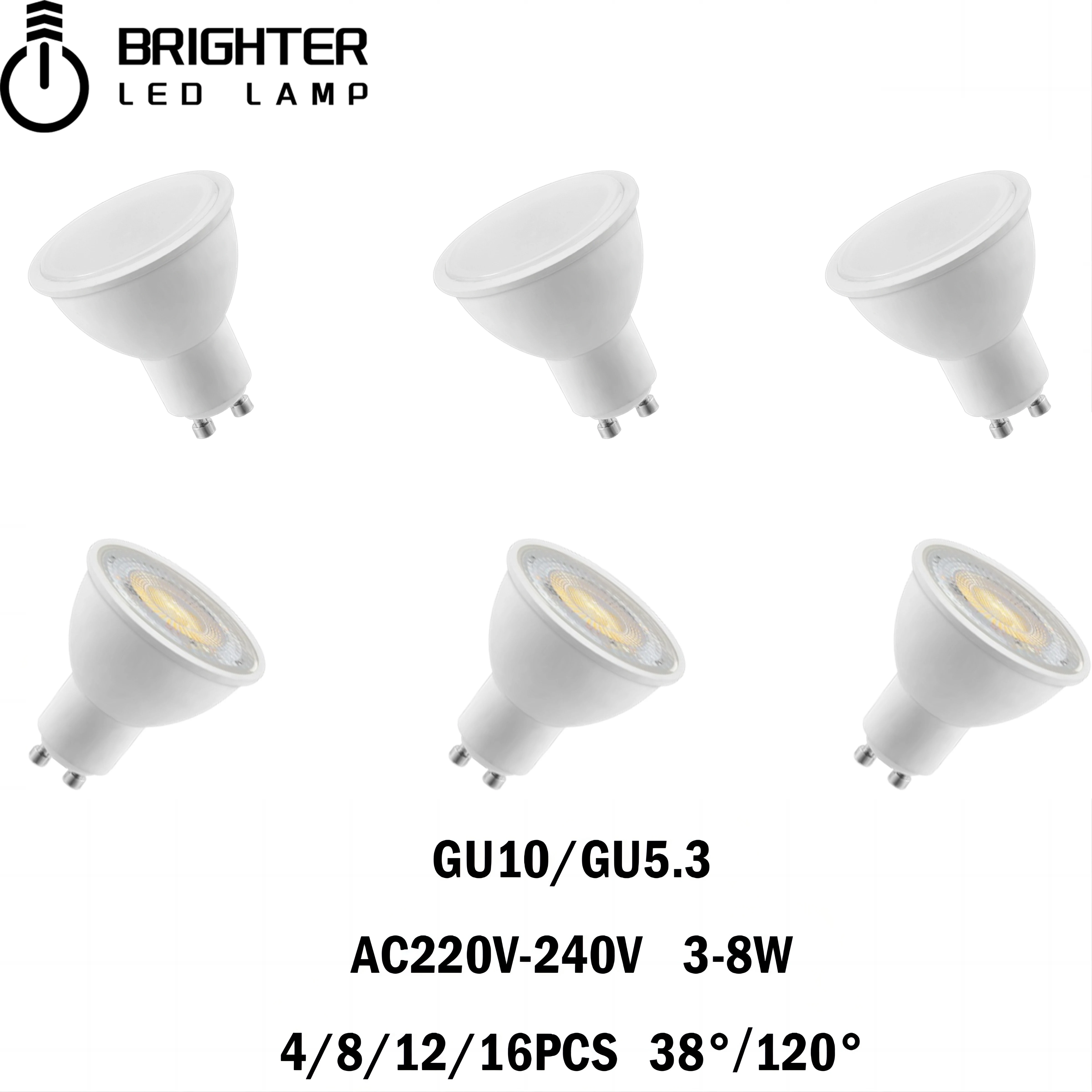 

LED Spotlight GU10/GU5.3 AC220V High Lumen No Flicker Warm White Light 3-8W Can Replace 20W/50W Halogen Lamp for Interiors Light