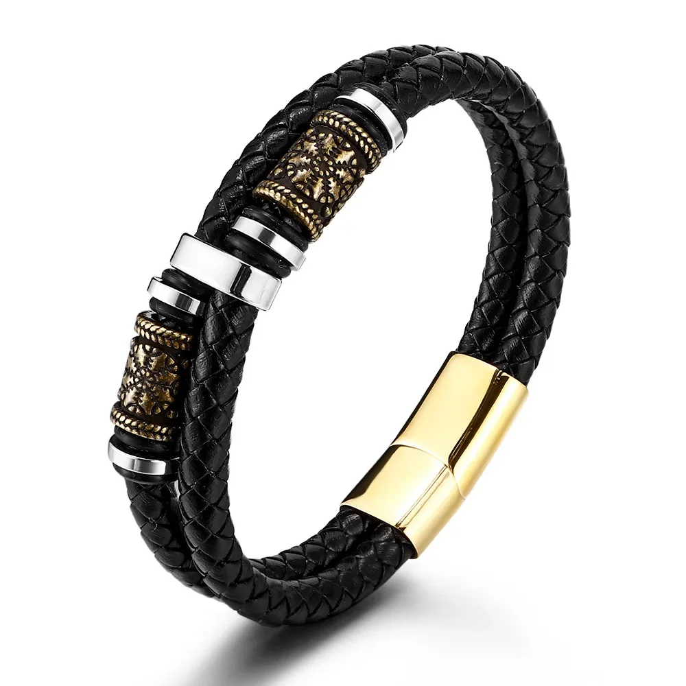 Light luxury fashion cowhide leather rope stainless steel charm bracelet for men, magnetic clasp bangle
Light luxury fashion cowhide leather rope stainless steel charm bracelet for men, magnetic clasp bangle