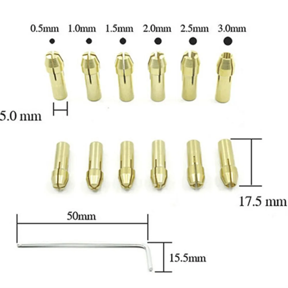 7pcs High Quality Brass Mini Drill Chuck Collet Set 0.5 /1.0/ 1.5/ 2.5/ 3.0mm Chuck Clamping Range For ABS Plate Soft Wood
7pcs High Quality Brass Mini Drill Chuck Collet Set 0.5 /1.0/ 1.5/ 2.5/ 3.0mm Chuck Clamping Range For ABS Plate Soft Wood