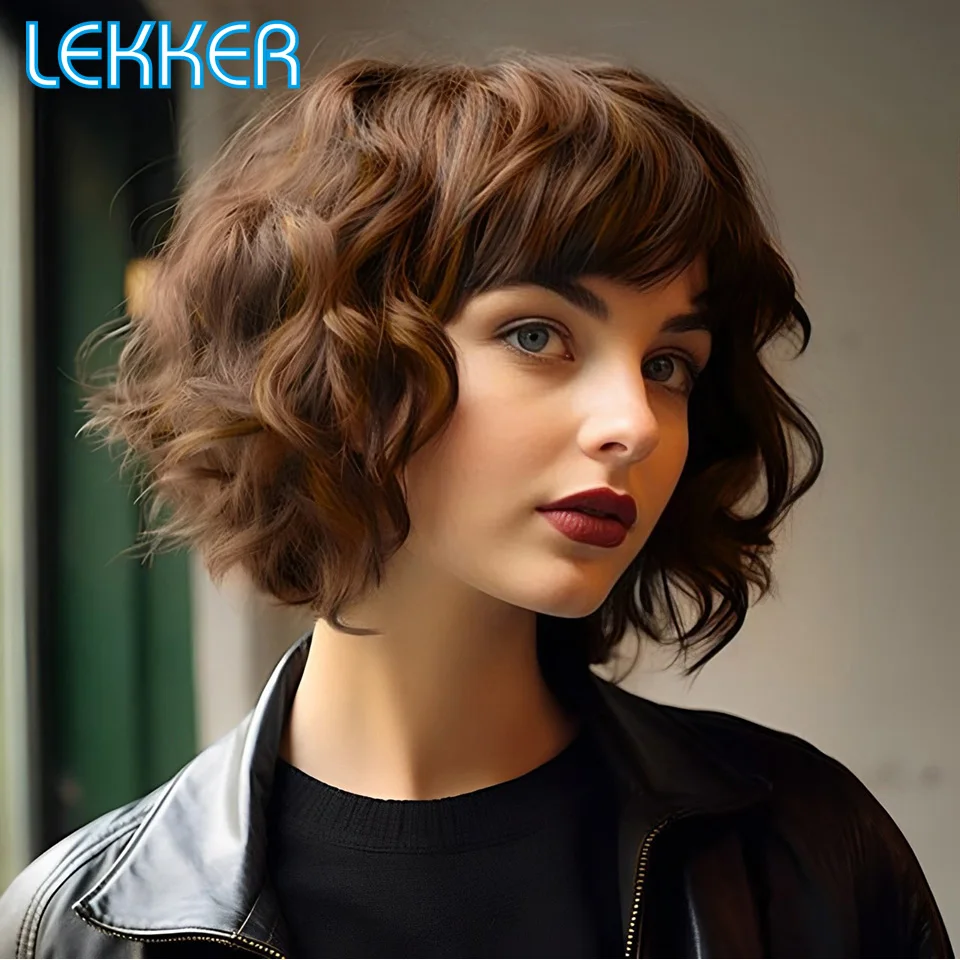 Lekker Short Deep Curly Bob Human Hair Wigs With Bangs For Women Brazilian Remy Hair Glueless Ready to Wear Highlight Brown Wigs
Lekker Short Deep Curly Bob Human Hair Wigs With Bangs For Women Brazilian Remy Hair Glueless Ready to Wear Highlight Brown Wigs