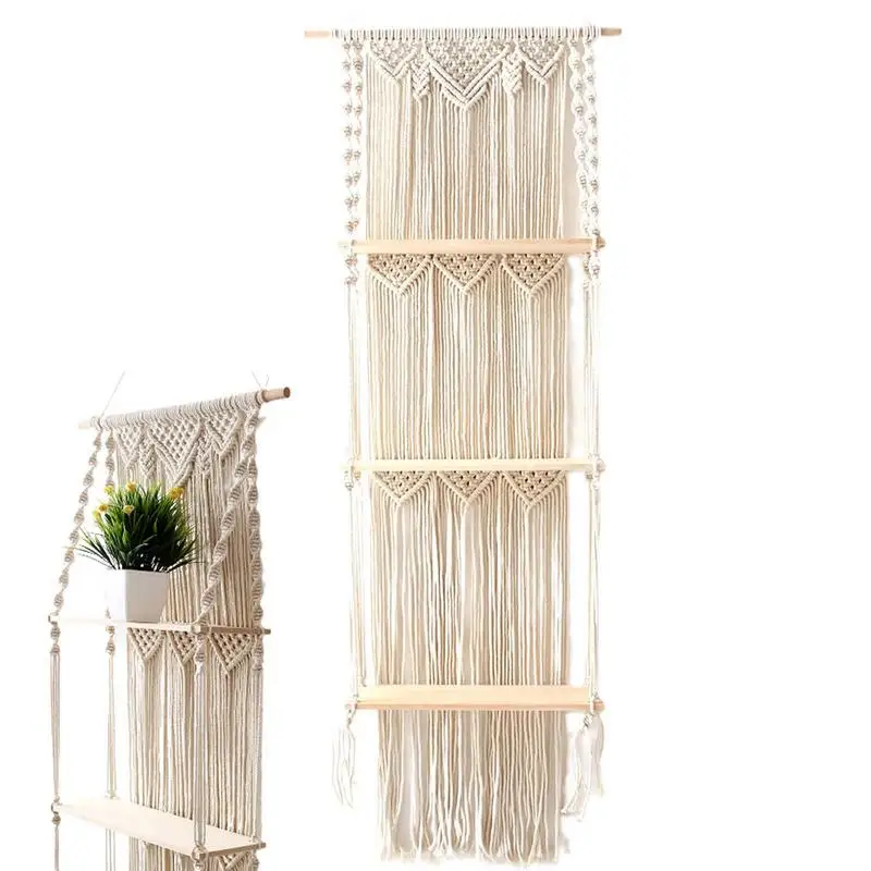 Boho Macrame Wall Hanging Shelf 3 Tier Handmade Woven Tassel Wood Organizer Shelves Wall Floating Hanger For Home Decor
Boho Macrame Wall Hanging Shelf 3 Tier Handmade Woven Tassel Wood Organizer Shelves Wall Floating Hanger For Home Decor
