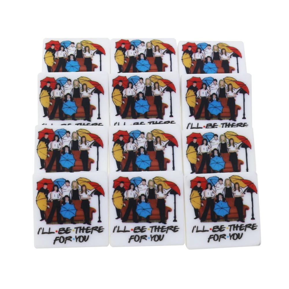 50Pcs 100Pcs I Will Be There For You Friends Colorful Pattern Focal Silicone Beads Print Square Shape Baby Balls For Pen Jewelry
50Pcs 100Pcs I Will Be There For You Friends Colorful Pattern Focal Silicone Beads Print Square Shape Baby Balls For Pen Jewelry