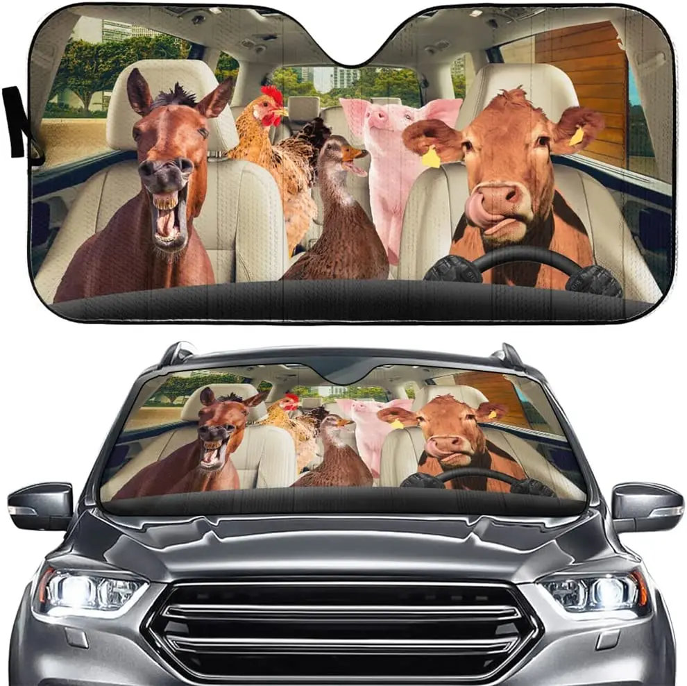 Farm Animals Car Sun Shade for Front Window Windshield, Cow Horse Car Sunshade Cover Sun Reflector, Hen Pig Duck Auto Sun Visor
Farm Animals Car Sun Shade for Front Window Windshield, Cow Horse Car Sunshade Cover Sun Reflector, Hen Pig Duck Auto Sun Visor