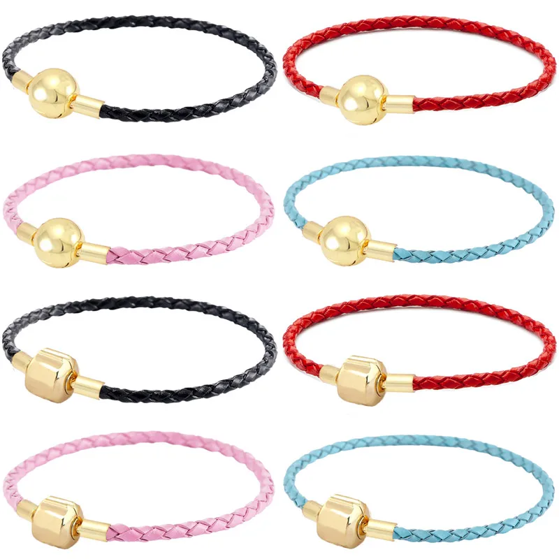 Real Genuine Leather Golden Ball & Barrel Clasp Bracelet 925 Sterling Silver Bangle Fit Fashion Bead Charm DIY Jewelry
Real Genuine Leather Golden Ball & Barrel Clasp Bracelet 925 Sterling Silver Bangle Fit Fashion Bead Charm DIY Jewelry