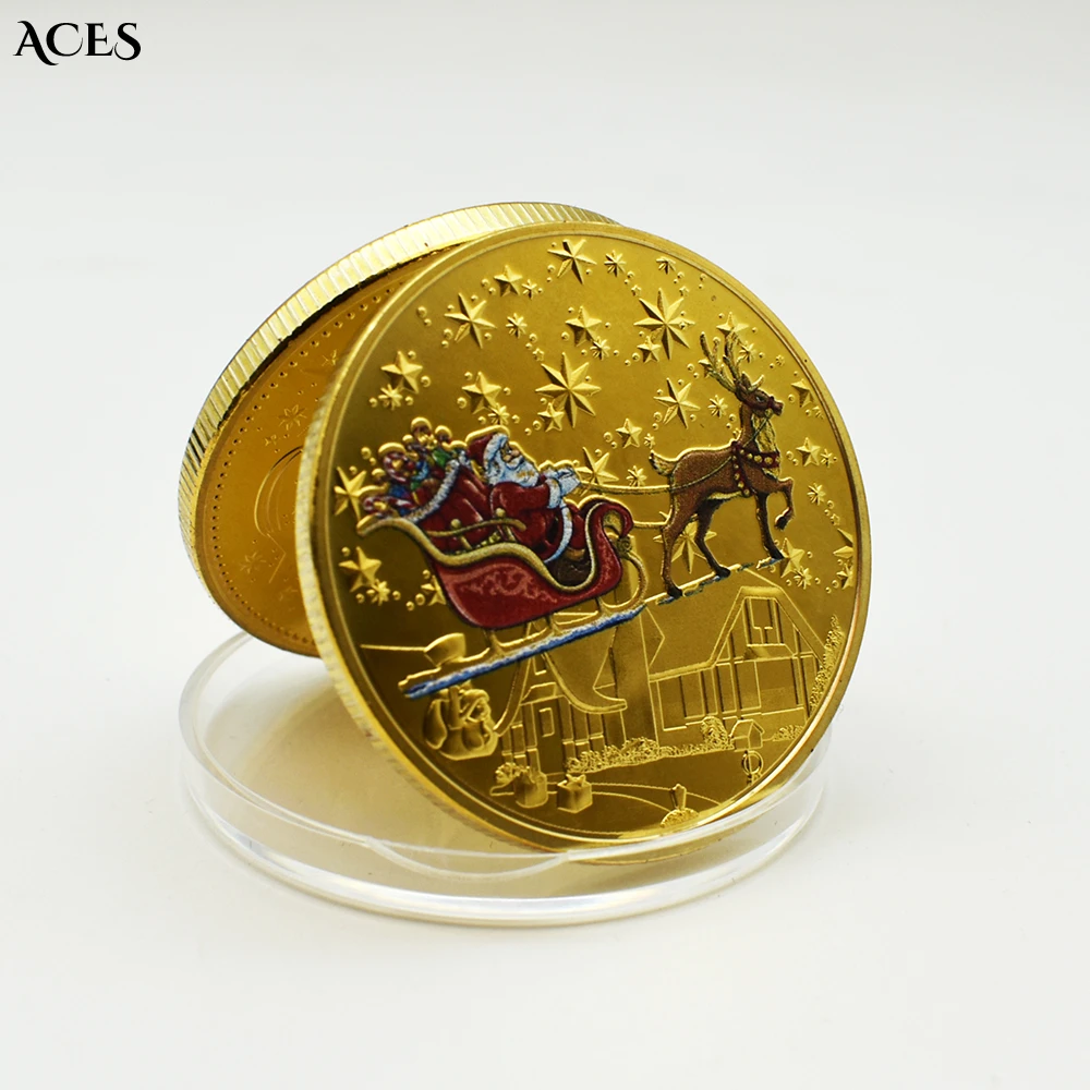 Santa Claus Rides An Elk Sleigh Gold Coins Cute Lucky Coin Happy Holiday Souvenirs Gift Home Decoration Wholesale Items
Santa Claus Rides An Elk Sleigh Gold Coins Cute Lucky Coin Happy Holiday Souvenirs Gift Home Decoration Wholesale Items