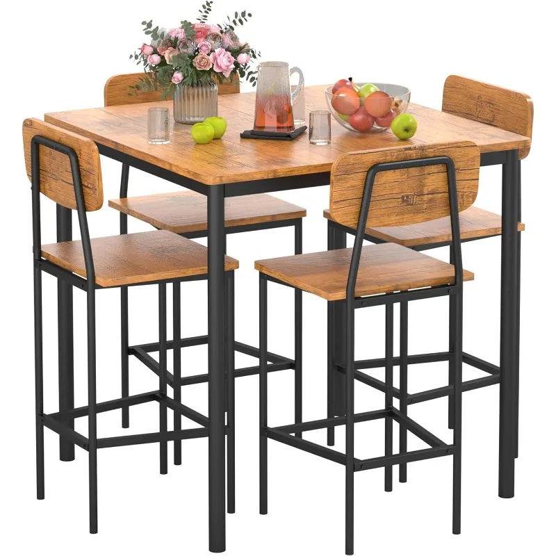 Dining Table Set for 4, Kitchen Table and Chairs for 4 Dining Room Table Set, Space-saving Design
Dining Table Set for 4, Kitchen Table and Chairs for 4 Dining Room Table Set, Space-saving Design