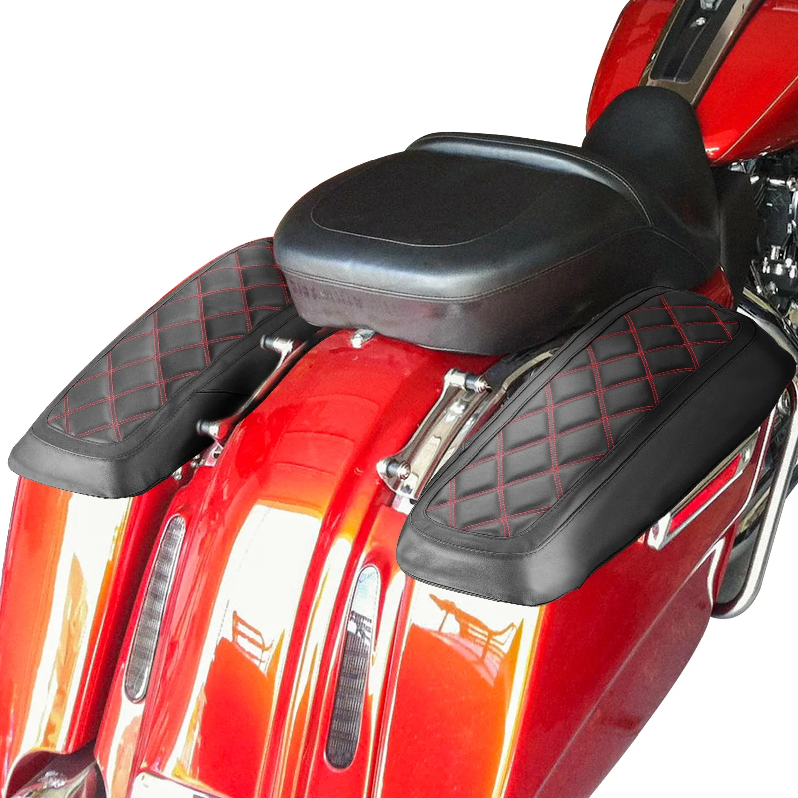 For 14-UP Harley Touring Pair Red Square Stitch Saddlebag Lid Speaker Bra Covers
For 14-UP Harley Touring Pair Red Square Stitch Saddlebag Lid Speaker Bra Covers