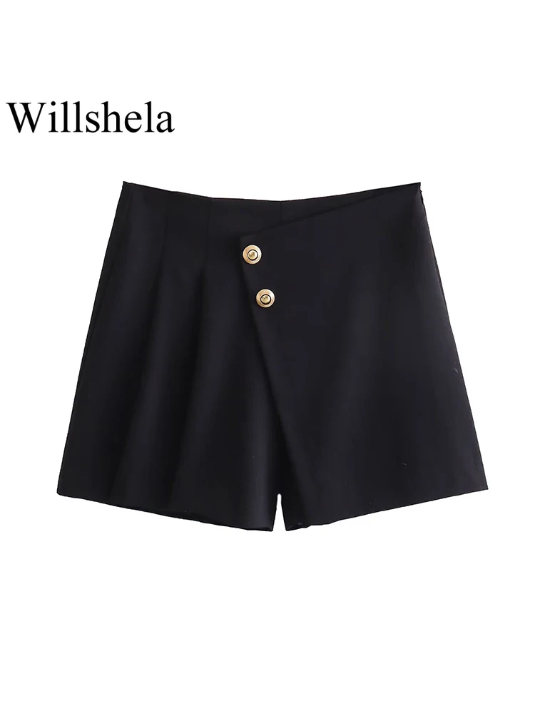 Willshela Women Fashion With Button Black Pleated Side Zipper Mini Shorts Vintage High Waist Female Chic Lady Shorts
Willshela Women Fashion With Button Black Pleated Side Zipper Mini Shorts Vintage High Waist Female Chic Lady Shorts
