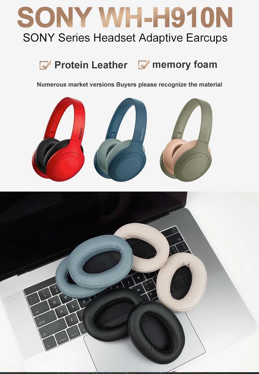 Earpads Compatible with SONY WH-H910N Protein leather Memory foam Ear Pads Cushions Replacement Over-Ear Headphones Soft Pro Earpads Compatible with SONY WH-H910N Protein leather Memory foam Ear Pads Cushions Replacement Over-Ear Headphones Soft Pro