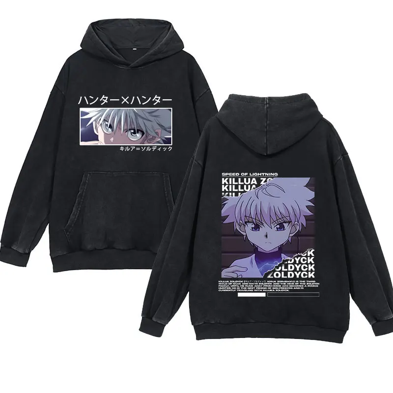 Anime Hunter X Hunter Washed Hoodies Men Oversized Cotton Killua Zoldyck Print Sweatshirts Gothic Y2K Hip Hop Vintage Pullover
Anime Hunter X Hunter Washed Hoodies Men Oversized Cotton Killua Zoldyck Print Sweatshirts Gothic Y2K Hip Hop Vintage Pullover