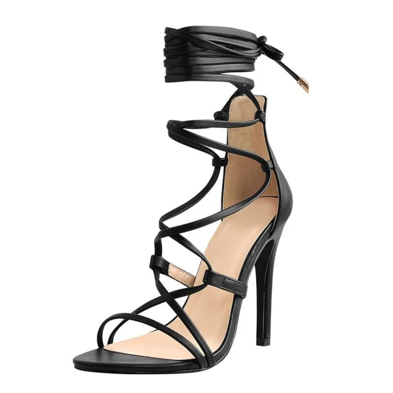 

New Handmade 2024 Womens Lace-up High Heel Gladiator Stiletto Sandals Crisscross Shoelace Open-toe Summer Evening Fashion Shoes