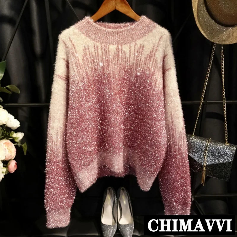 Shiny Silk Knitwear Women's Pullovers Ins Loose Gradient Color Thickened Sweater Lady Fashion Knitted Top Loose
Shiny Silk Knitwear Women's Pullovers Ins Loose Gradient Color Thickened Sweater Lady Fashion Knitted Top Loose