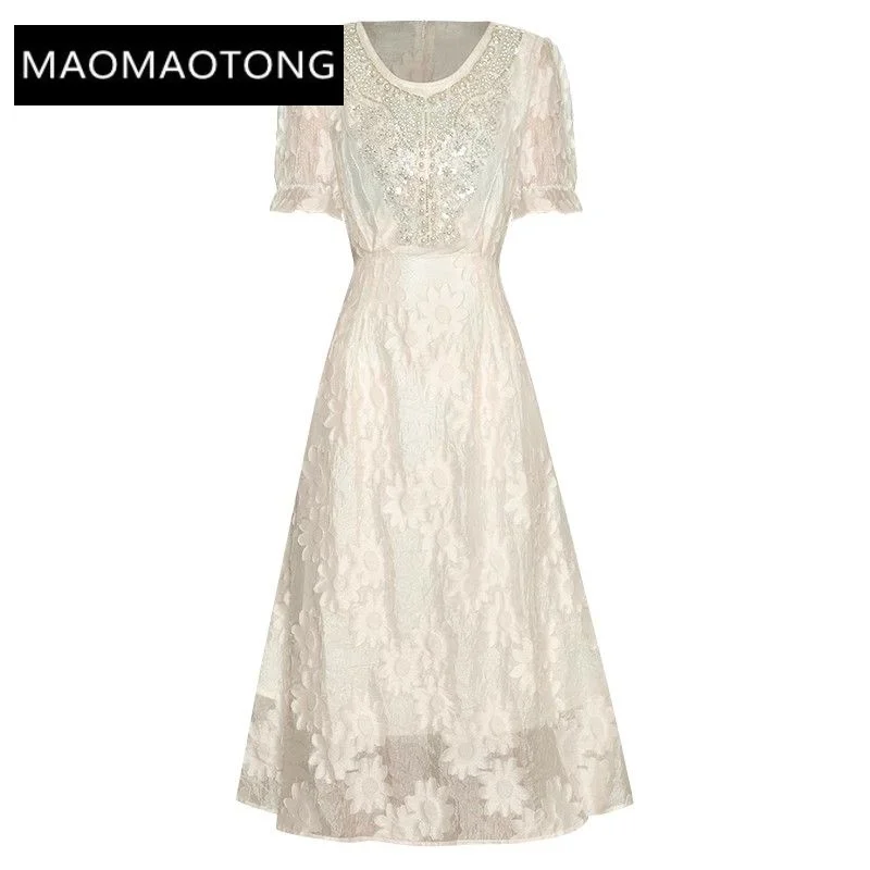 Dresses For Women 2023 Runway Luxury Brand High Quality Jacquard O-Neck Short Sleeve Beading Belt Vintage Party Midi Dresses
Dresses For Women 2023 Runway Luxury Brand High Quality Jacquard O-Neck Short Sleeve Beading Belt Vintage Party Midi Dresses