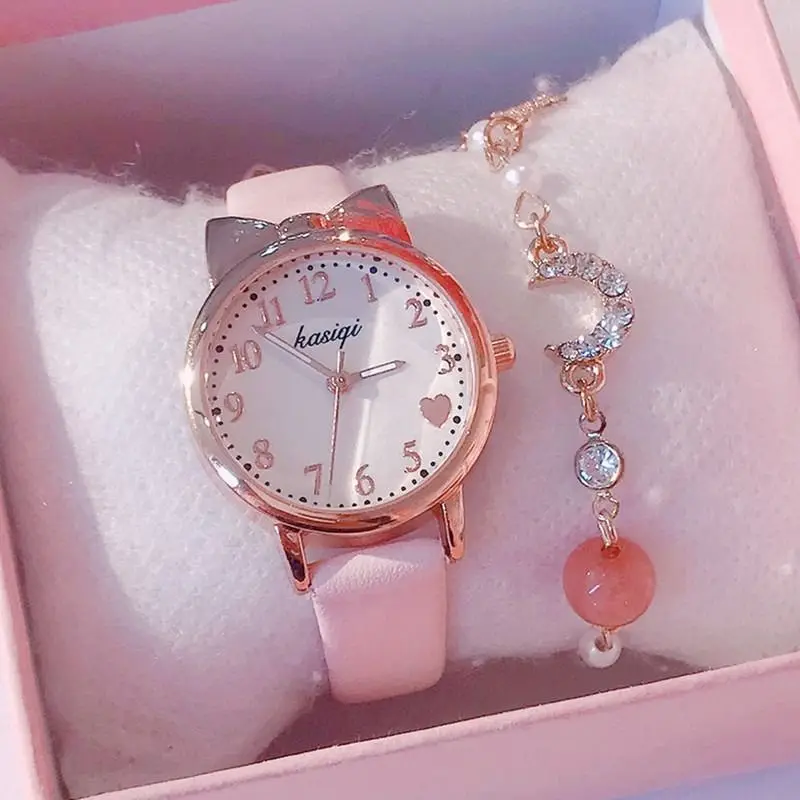 2023 Children's Set Student Fashion Leather Strap Watch Cute Cat Dial Girl Watch Kids Cartoon Children Quartz Watch Gift Kawaii
2023 Children's Set Student Fashion Leather Strap Watch Cute Cat Dial Girl Watch Kids Cartoon Children Quartz Watch Gift Kawaii