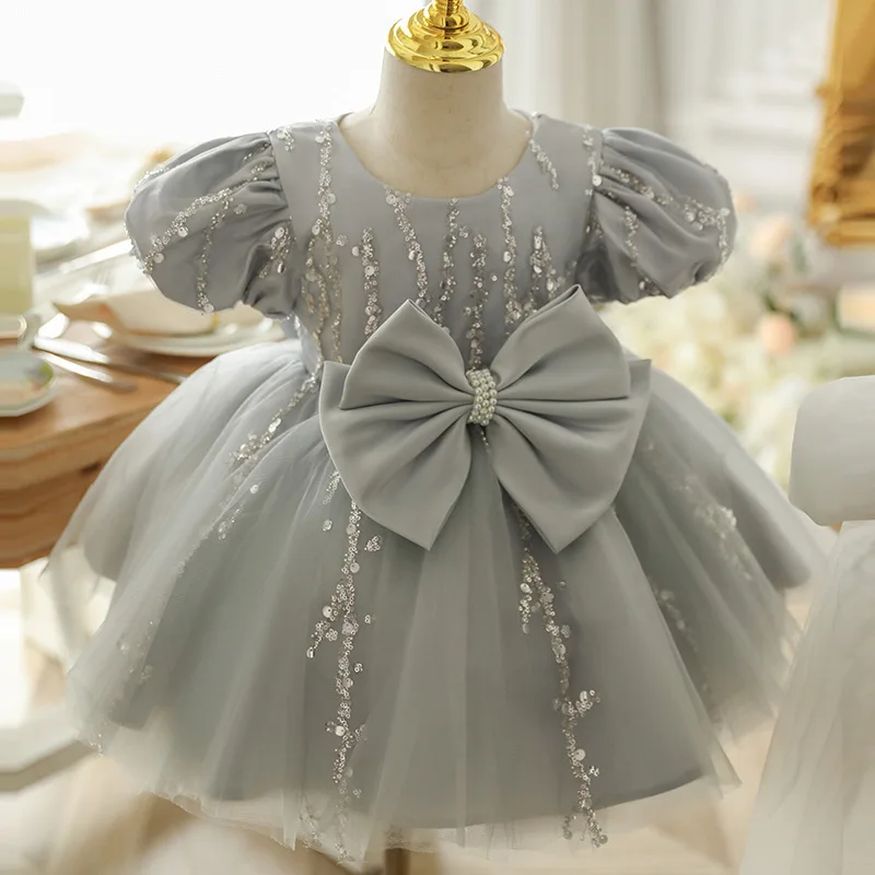 

Elegant Girl Fluffy Dress Flower Baby Wedding Ceremony Costume Birthday Outfits White 1st Communion Tutu Gown Kids Gala Clothes