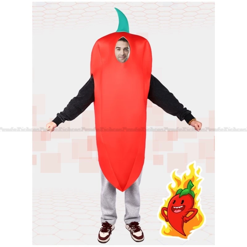 

Children's Cosplay Chilli Modelling Costume Funny Red Pepper Costumes Kids Adult Cartoon Cosplay Hallowen Carnival Party Outfit