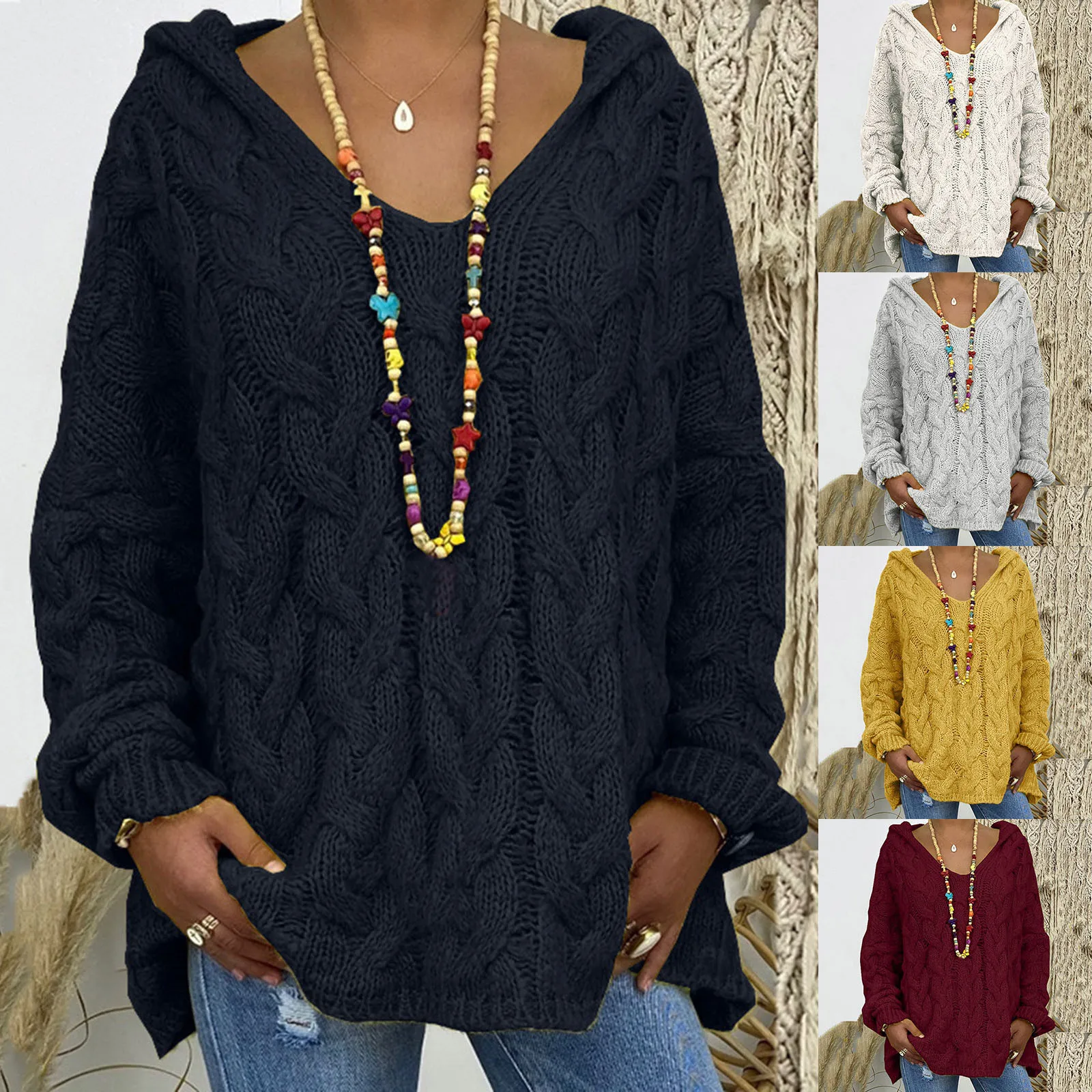 Plus Size Women'S Twist Sweater Long Sleeve V Neck Batwing Sleeve Knitting Hoodie Cashmere Sweaters Oversized Knitted Pullover
Plus Size Women'S Twist Sweater Long Sleeve V Neck Batwing Sleeve Knitting Hoodie Cashmere Sweaters Oversized Knitted Pullover