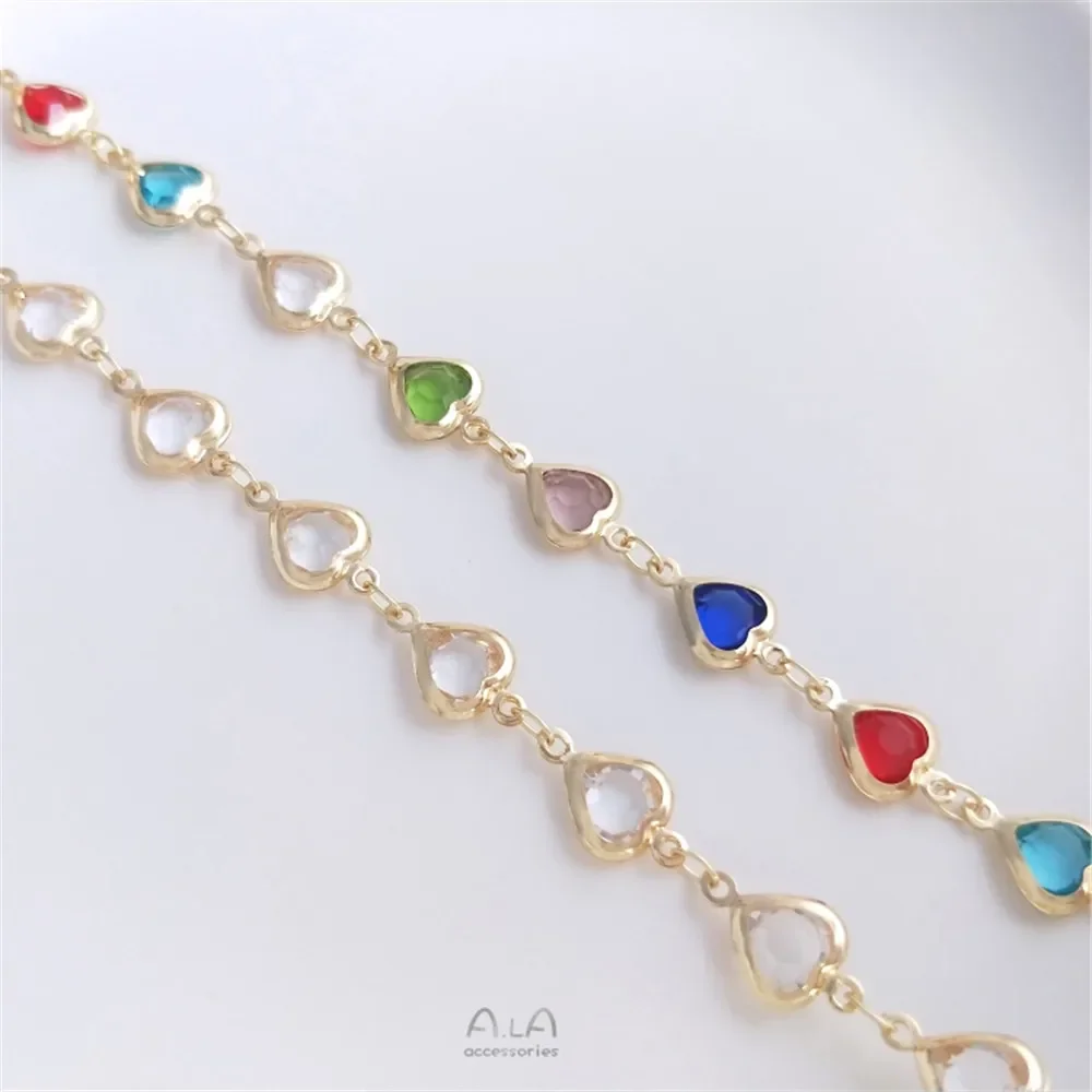 50cm 14K gold polychrome zircon peach heart handmade chain color zirconium heart chain diy bracelet necklace jewelry loose chain
50cm 14K gold polychrome zircon peach heart handmade chain color zirconium heart chain diy bracelet necklace jewelry loose chain
