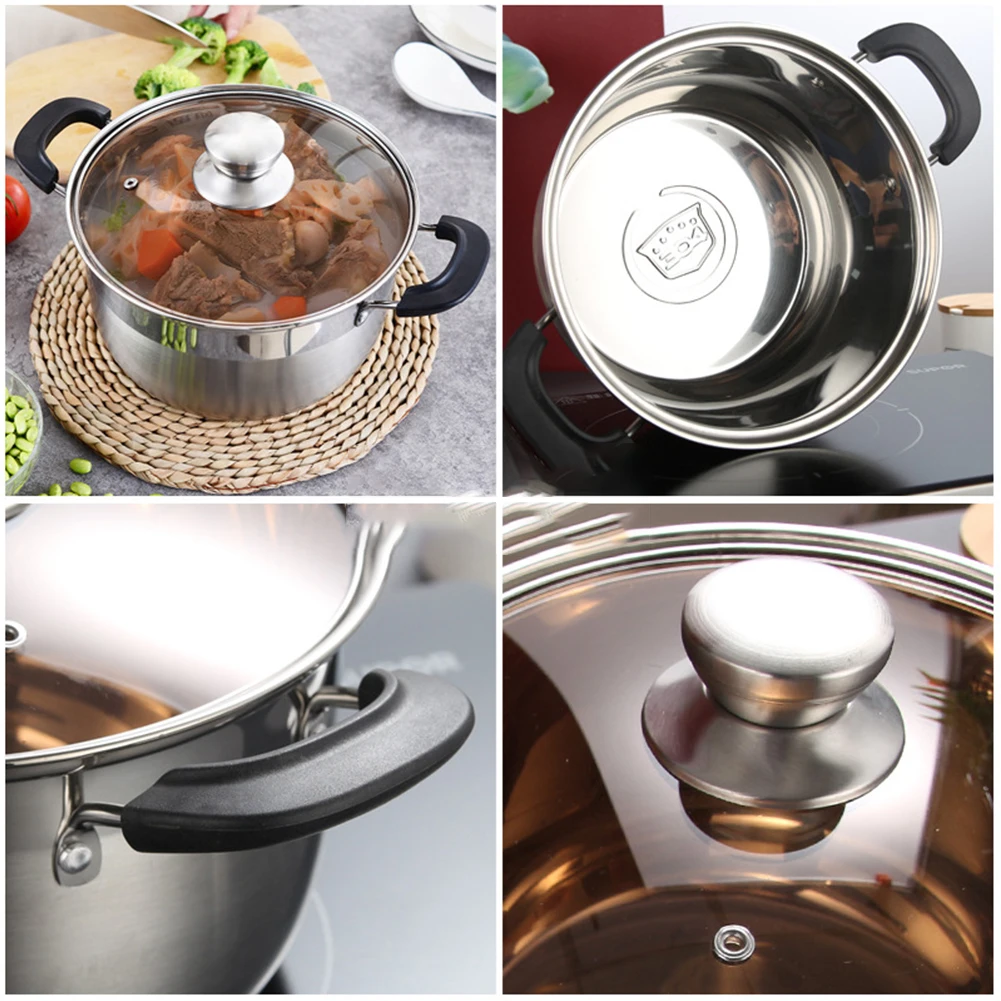 24CM Induction Base Stainless Steel Soup Pot Stew Pots Casserole With Glass Lid For Cooking Soups Vegetables Noodles
24CM Induction Base Stainless Steel Soup Pot Stew Pots Casserole With Glass Lid For Cooking Soups Vegetables Noodles