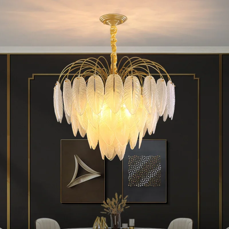 

Люстра в скандинавском стиле, Подвесная лампа с искусственными перьями для столовой, гостиной, современное домашнее освещение, декоративный потолочный светильник