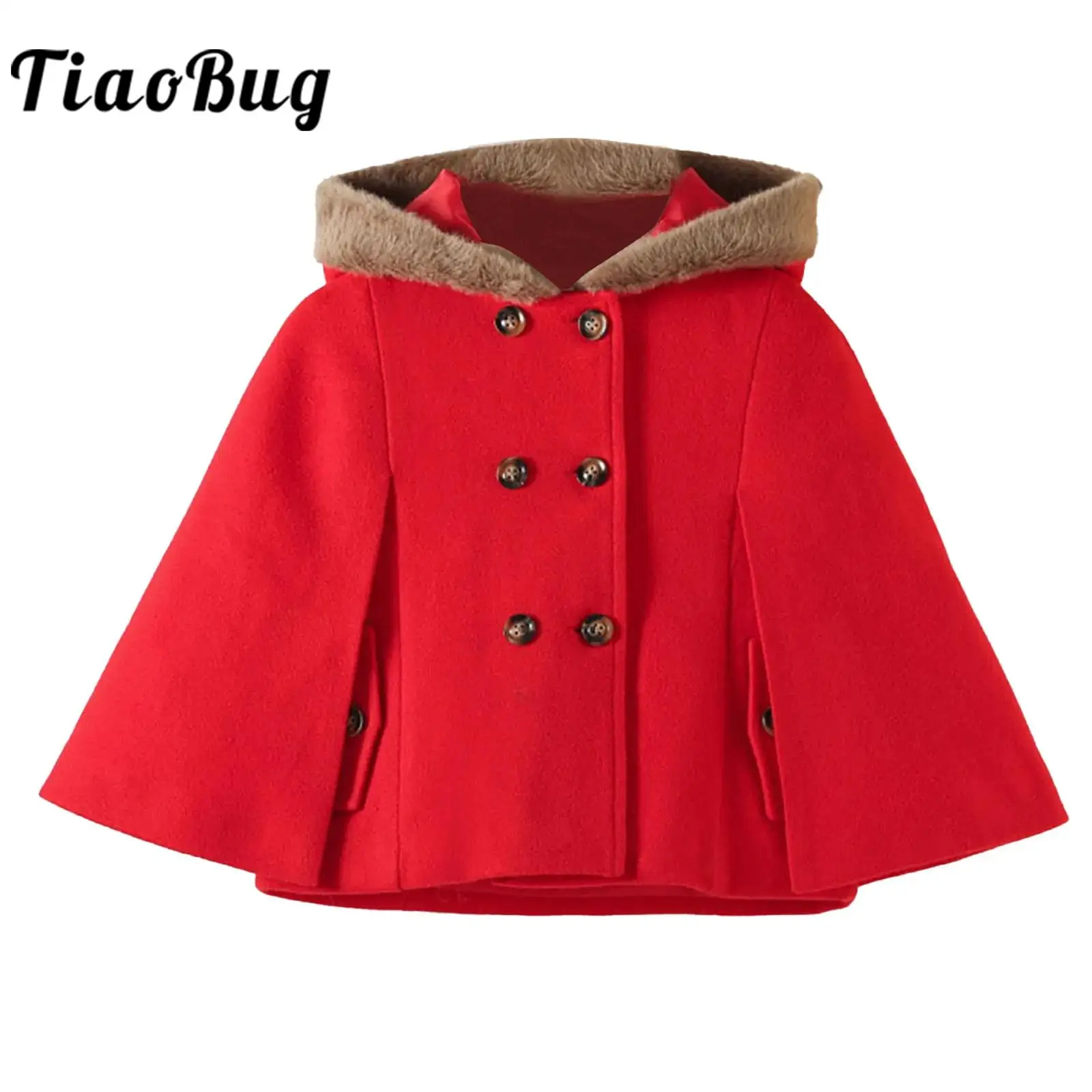 Kids Girls Wool Blend Hooded Cape Outerwear Double-Breasted Sleeve Solid Color Overcoat for Birthday New Year Party Jacket
Kids Girls Wool Blend Hooded Cape Outerwear Double-Breasted Sleeve Solid Color Overcoat for Birthday New Year Party Jacket