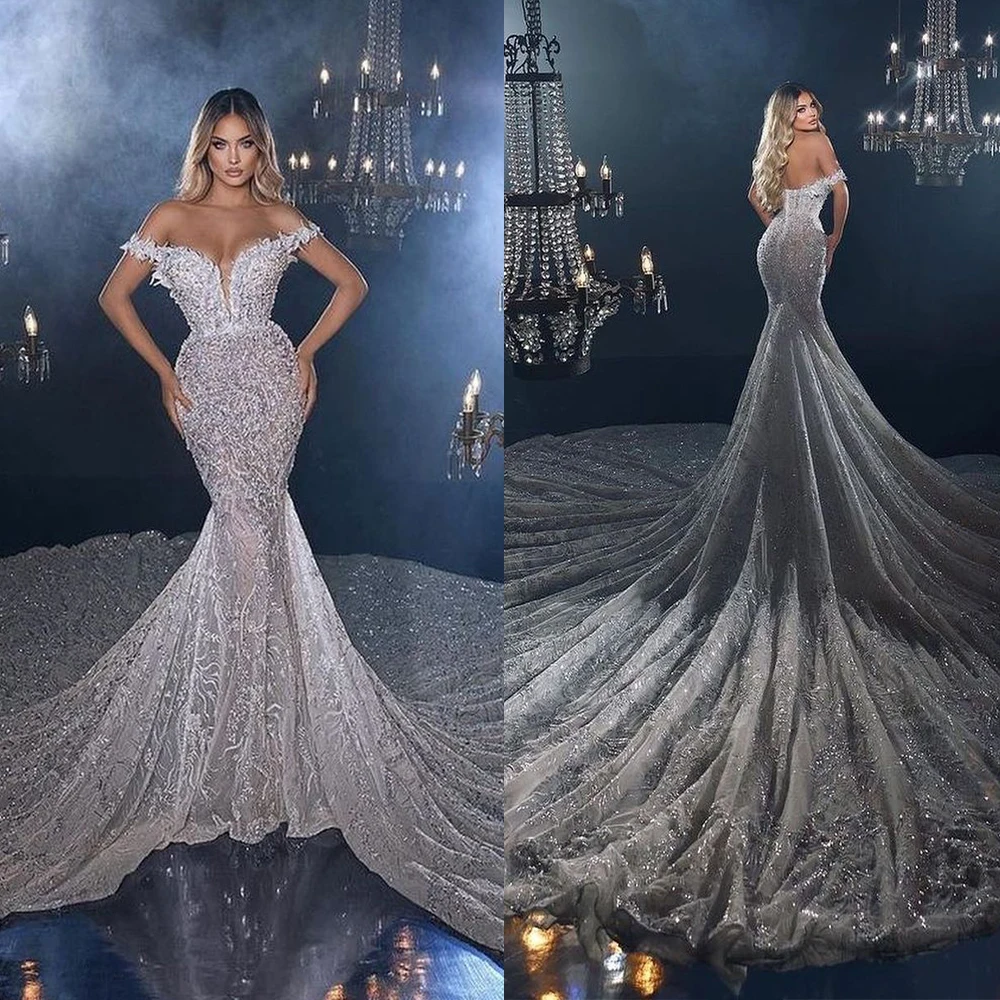 Изысканные арабские Свадебные платья Aso Ebi с юбкой-годе, белые кружевные Роскошные свадебные платья с открытыми плечами и длинным шлейфом
Изысканные арабские Свадебные платья Aso Ebi с юбкой-годе, белые кружевные Роскошные свадебные платья с открытыми плечами и длинным шлейфом
