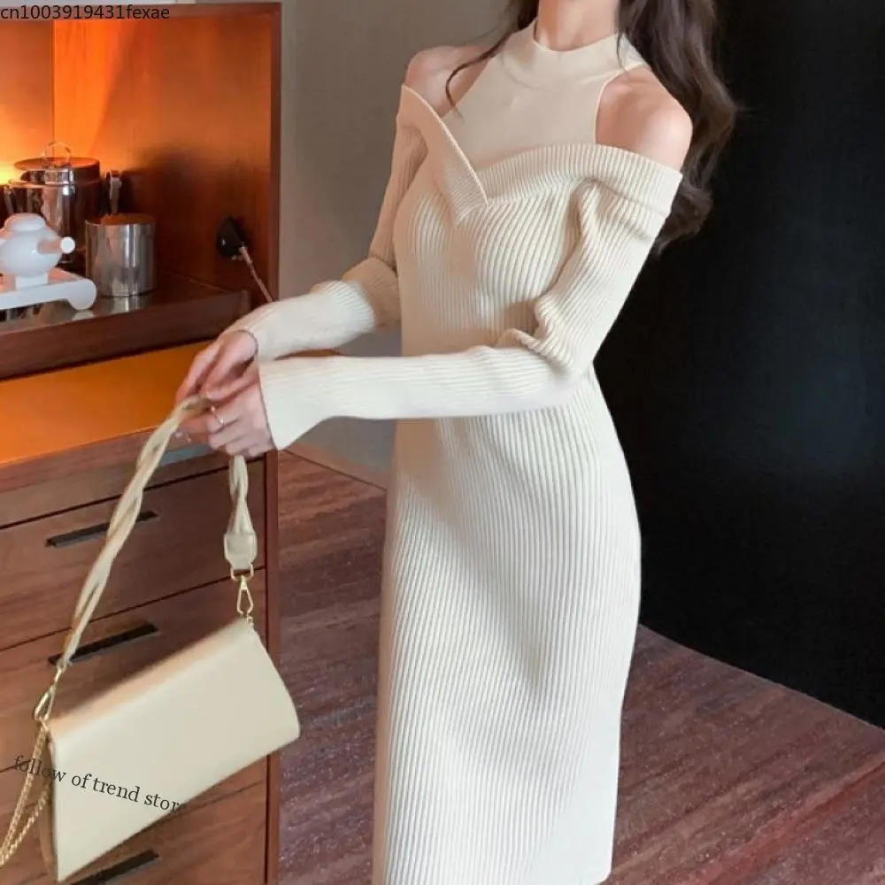 Autumn Winter Women Robes Turtleneck Sexy Tulle Off Shoulder Softable Knitted Sweater Dresses Knee Length Vestidos Women Sexy
Autumn Winter Women Robes Turtleneck Sexy Tulle Off Shoulder Softable Knitted Sweater Dresses Knee Length Vestidos Women Sexy