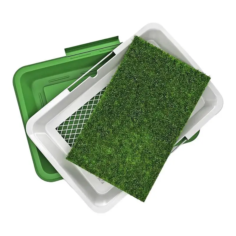 

1pcs Puppy Potty Grass Mat Three Layer Turf Pad Artificial Grass Pad For Dog Reusable Pets Potty Litter Pads With Tray Indoor