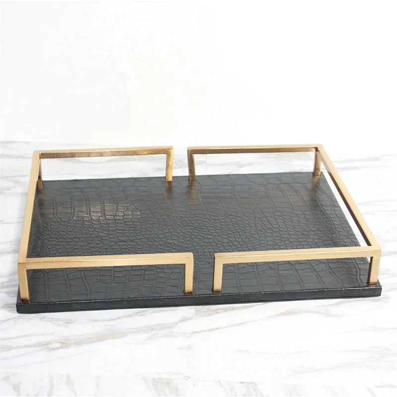 Metal Leather Tray Jewelry Display Plate Handle Black Retangle Gold Jewelry Dish Decoration Shelf Decoration Storage Supplies
Metal Leather Tray Jewelry Display Plate Handle Black Retangle Gold Jewelry Dish Decoration Shelf Decoration Storage Supplies