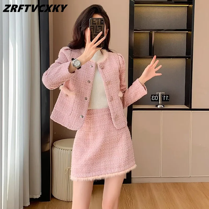 Elegant Temperament Woolen Two Piece Set For Women Fashion Pocket Coat + Mini Skirt Suits Autumn Ladies Korean 2 Piece Outfits
Elegant Temperament Woolen Two Piece Set For Women Fashion Pocket Coat + Mini Skirt Suits Autumn Ladies Korean 2 Piece Outfits