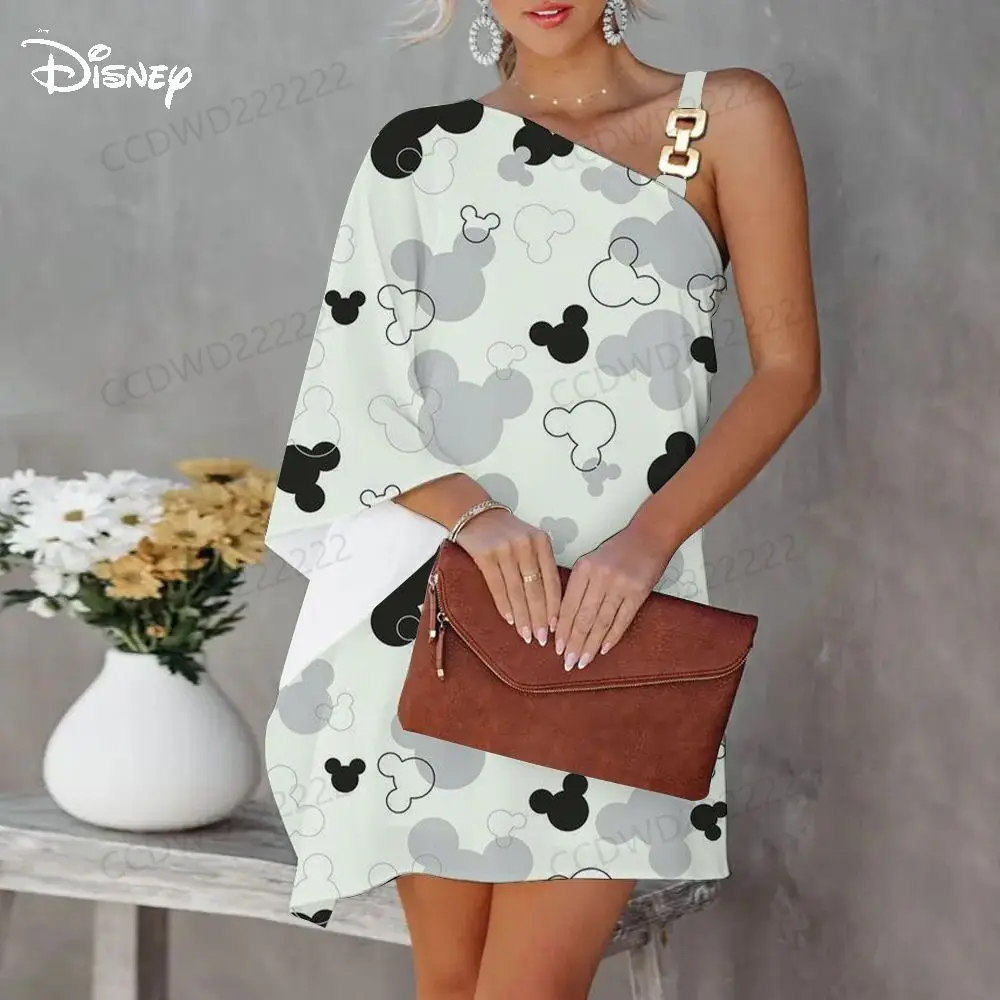 

Luxury Party Dress Diagonal Collar Minnie Mouse Prom Dresses 2023 Disney Mickey One-Shoulder Elegant Women Evening Sexy Collar
