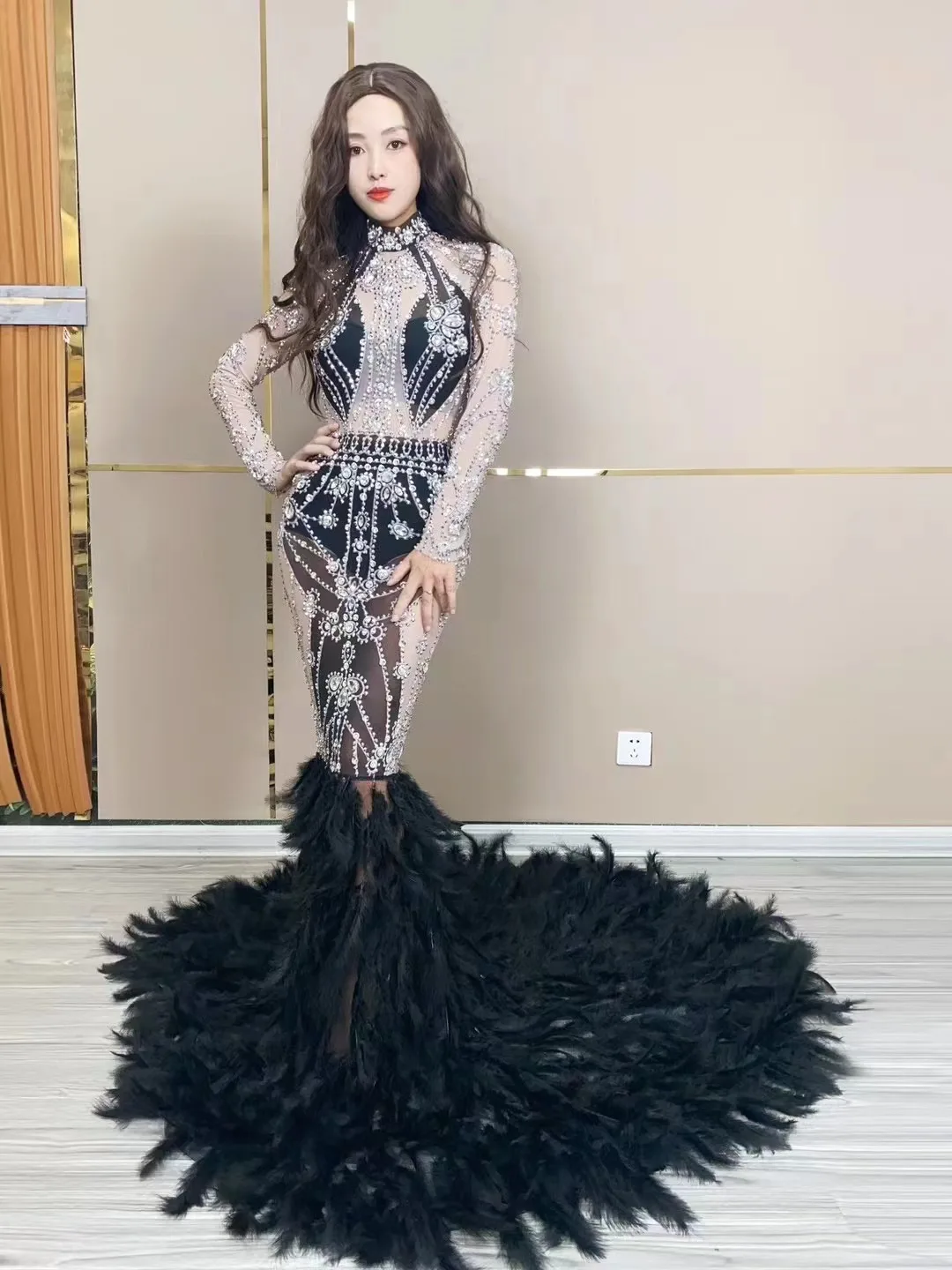 Sexy Transparent Celebrate Evening Prom GowrBirthday Dress for Women Sparkly RhinestonesFeather Dress Festiva Outfit
Sexy Transparent Celebrate Evening Prom GowrBirthday Dress for Women Sparkly RhinestonesFeather Dress Festiva Outfit
