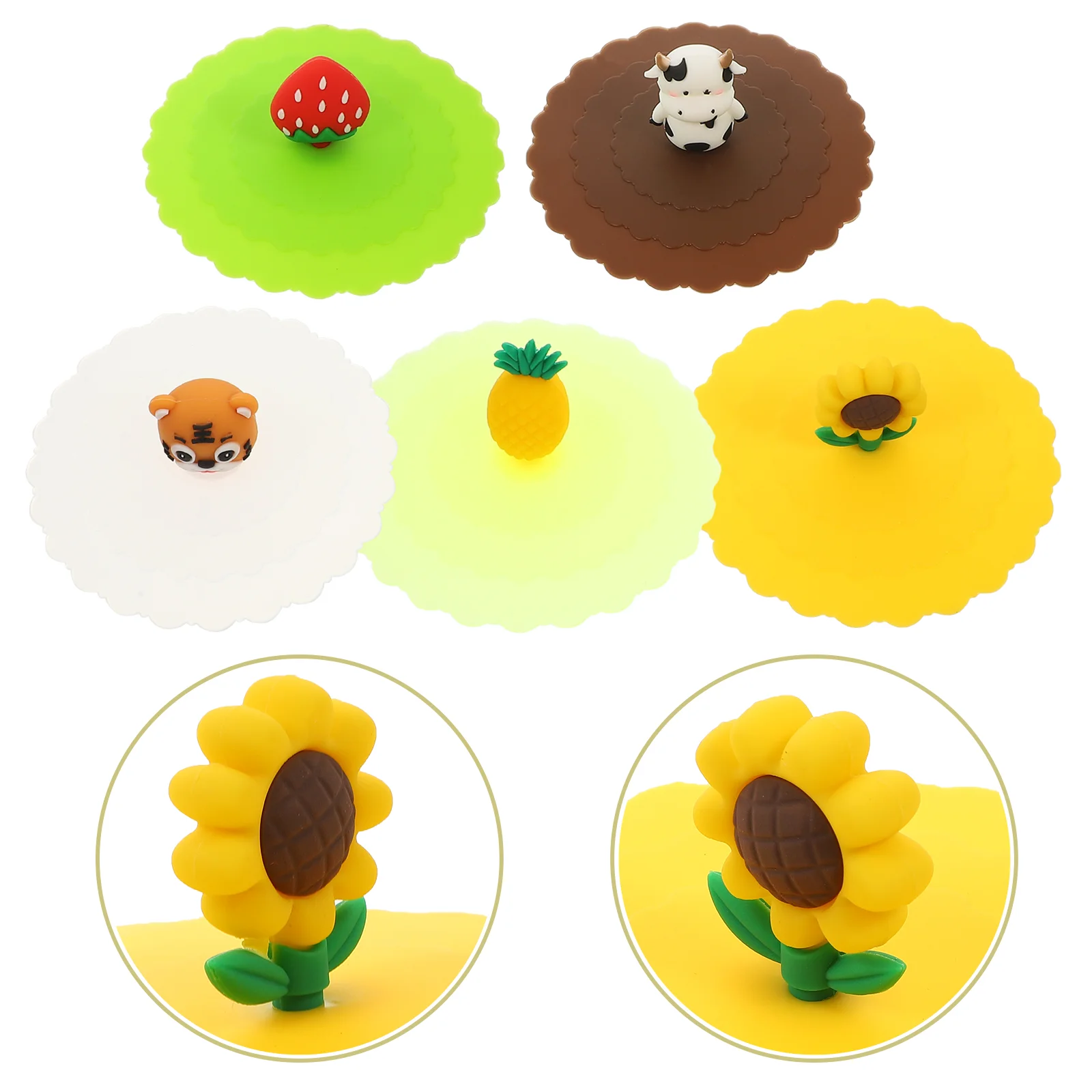 5 Pcs Clear Coffee Mug Cartoon Silicone Cup Lid Lids for Covers Replaceable Decor 
5 Pcs Clear Coffee Mug Cartoon Silicone Cup Lid Lids for Covers Replaceable Decor