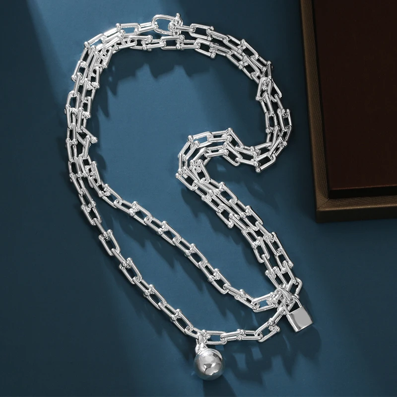 Classic Fashion Ball Lock Necklace S925 Sterling Silver Necklaces Luxury Jewelry Party Gift
Classic Fashion Ball Lock Necklace S925 Sterling Silver Necklaces Luxury Jewelry Party Gift