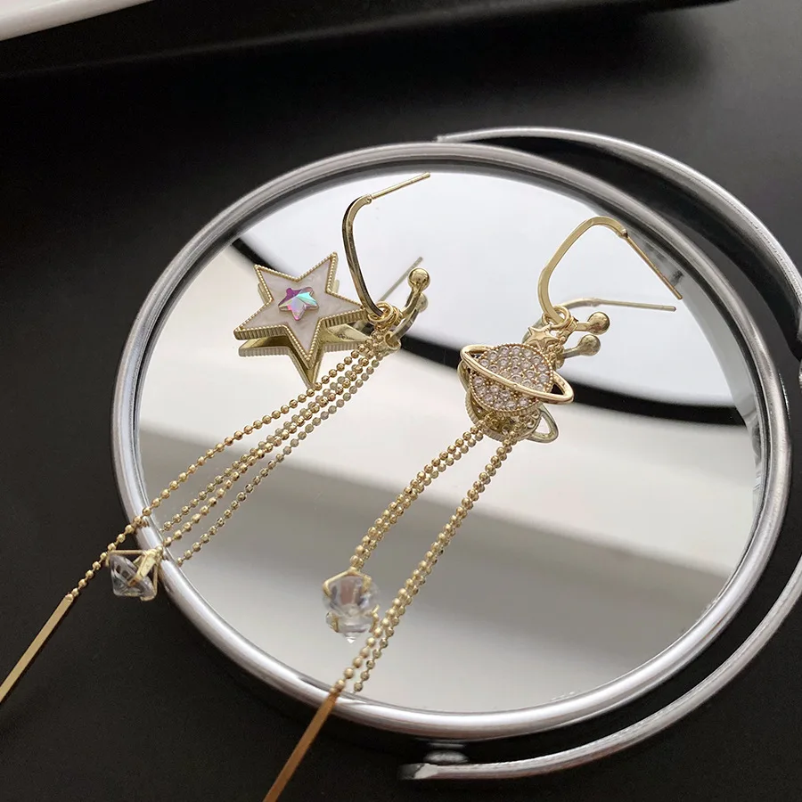 New Fashion Pentagram Asymmetric Long Tassel Earrings for Women Exquisite Rhinestone Planet Earring Wedding Party Jewelry 6 Mallzona S6bfc707294314deaa40821a17504b116V New Fashion Pentagram Asymmetric Long Tassel Earrings for Women Exquisite Rhinestone Planet Earring Wedding Party Jewelry Mallzona