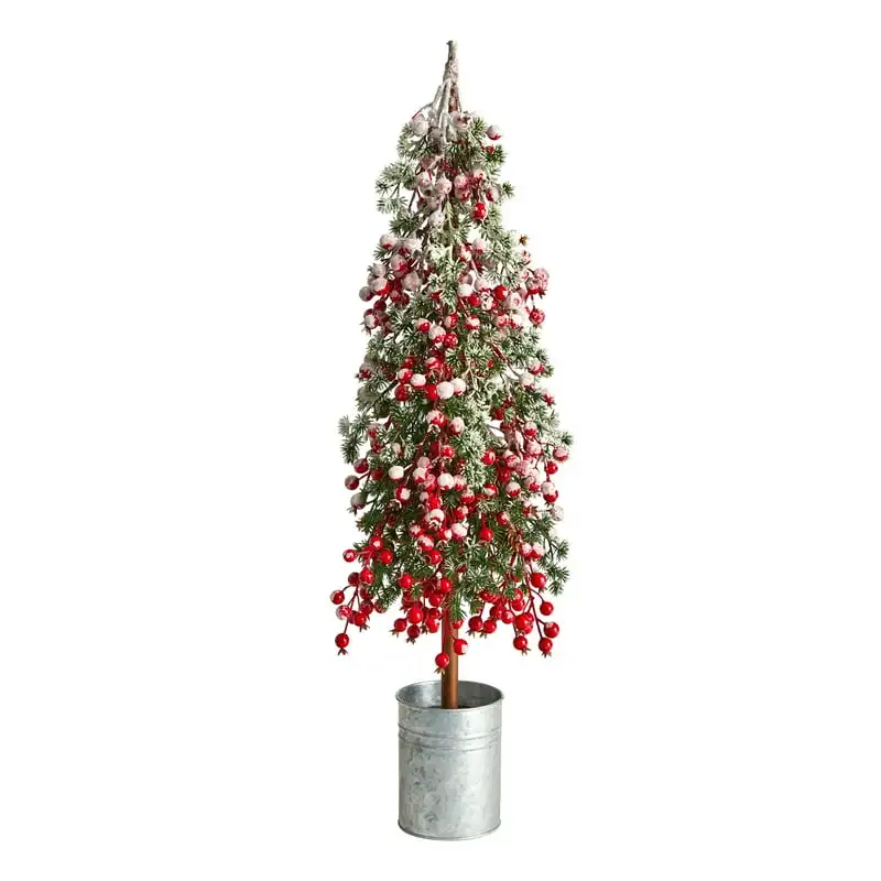 

Flocked Berry Artificial Tree in Natural Tin Vase