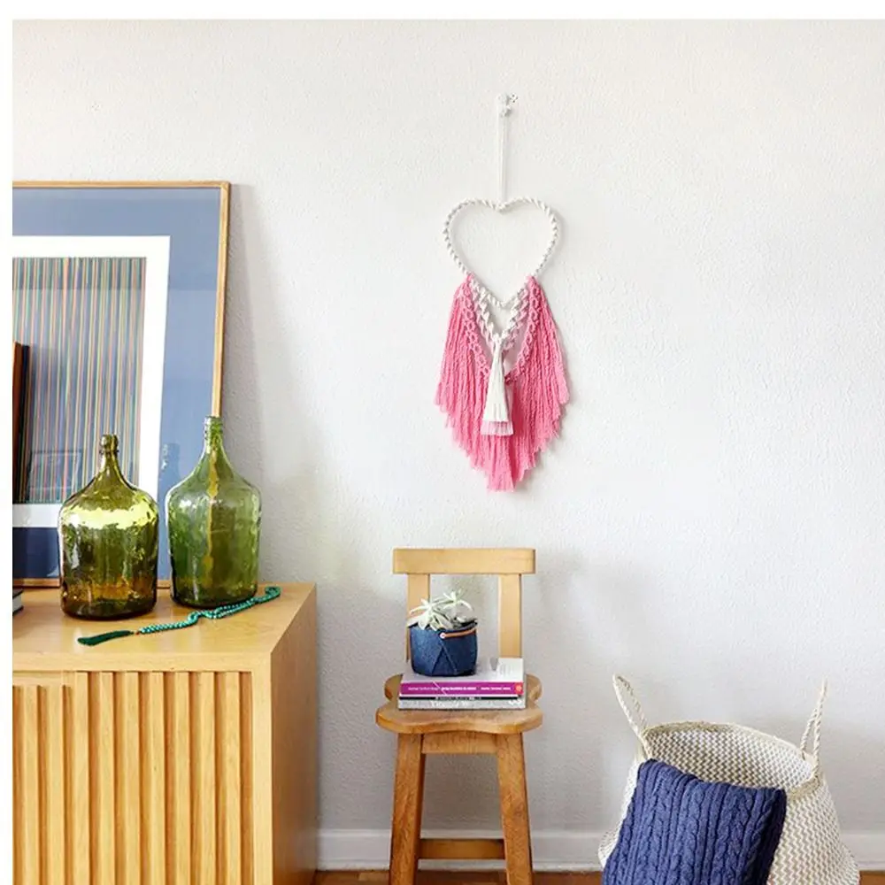Heart-Shaped Macrame Tapestry - Hand-Woven Wall Art with Tassels 5 S6c013a03e6194bf6b6e72cb0a73e7571u