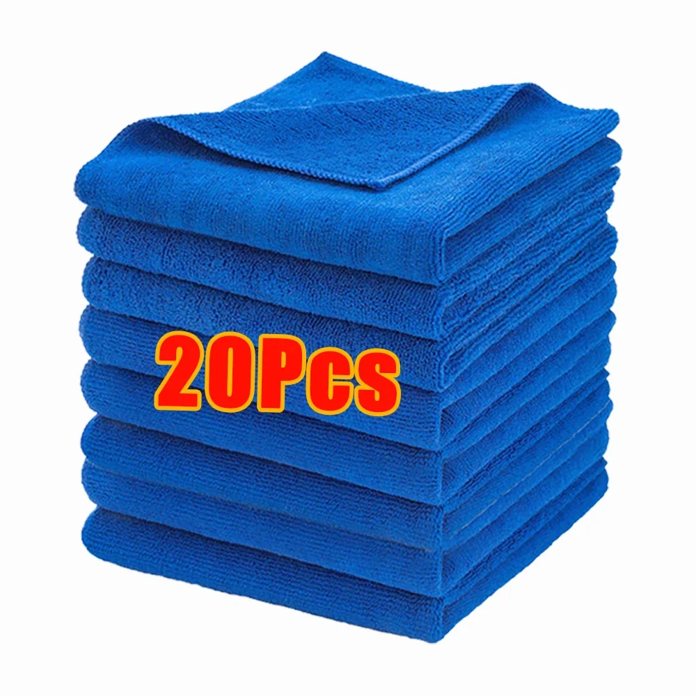 

20/1Pcs Microfiber Car Wash Towels Absorbent Towel Rags Drying Hemming Car Care Cloth Household Kitchen Bathroom Cleaning Cloths