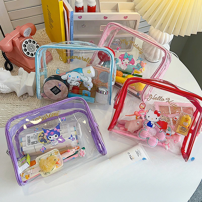 

Sanrio мультяшная прозрачная косметичка Kawaii Kuromi Hello Kitty Водонепроницаемая дорожная вместительная Портативная сумка для туалетных принадлежностей подарок