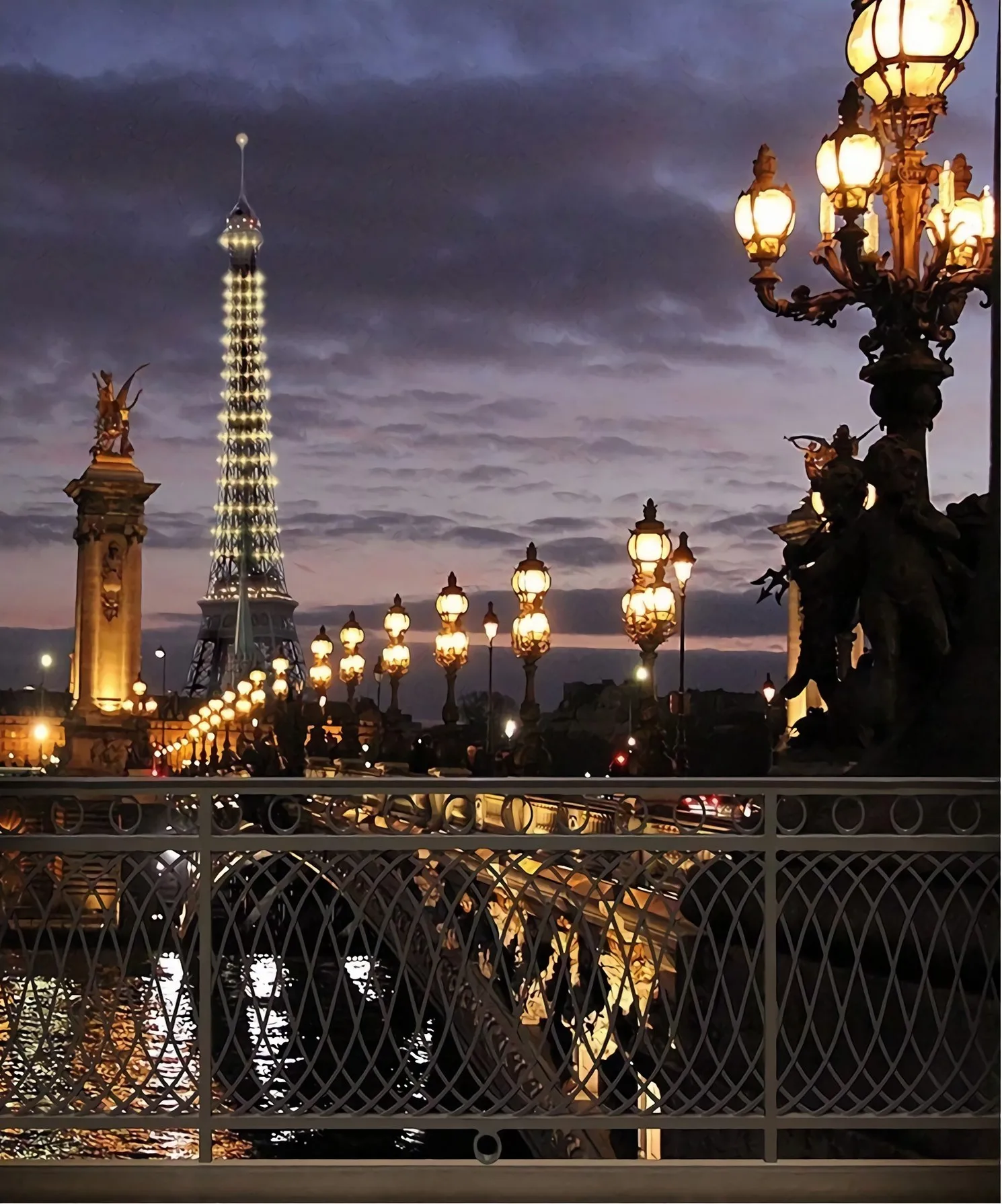 

Johnson Paris Bridge Eiffel Tower Light River backdrops High quality computer print scenic Photography Studio Backgrounds